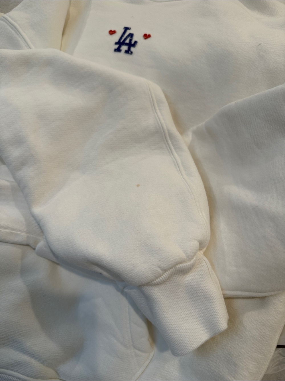 Madhappy White Hoodie Dodgers LA Logo and Red Hearts Small - Picture 6 of 6